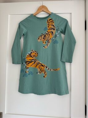 Tea Collection Green Girls Long Sleeve Dress Size 8